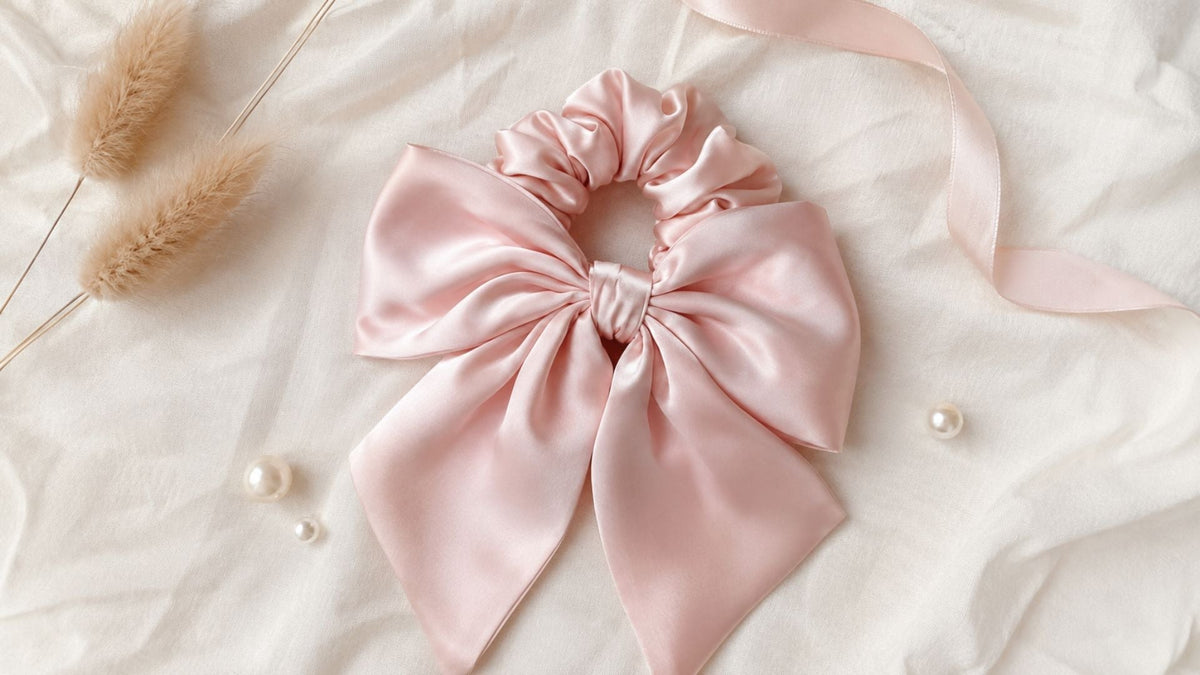 Korean oversized bow scrunchie styling guide with twelve hairstyle ideas