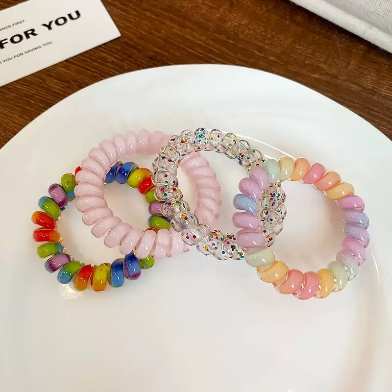 Spiral Coil Phone Cord Hair Ties — 4-Pack