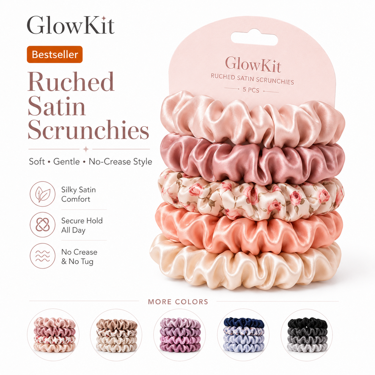 Stain Hair Scrunchie - No Crease Pack of 5 $13.99